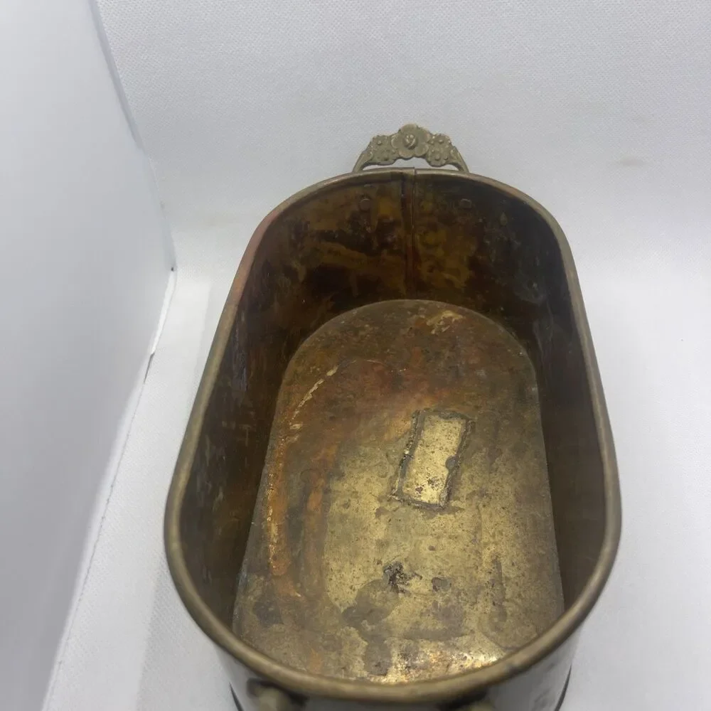 Vintage copper Duck planter with brass handles oval hand made VERY RARE